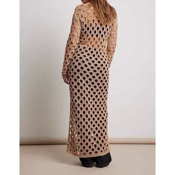 NWOT NA-KD Hole Knitted Maxi Dress Beach Cover-up Women’s Medium - Picture 3 of 11
